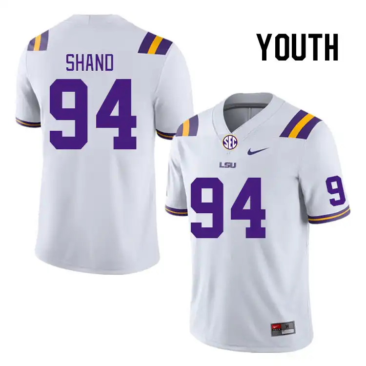 Youth LSU Tigers Paris Shand #94 White NCAA Football Jersey